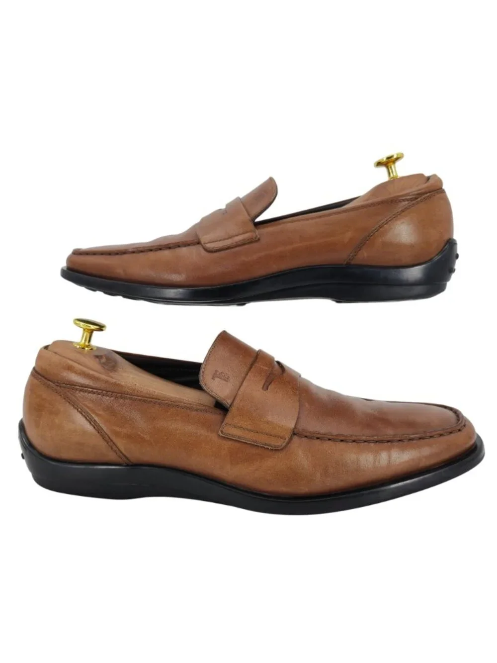 Tods Italy Mens Size 9.5 Light Brown Leather Dress Casual Shoes Penny Loafers - Picture 5 of 11